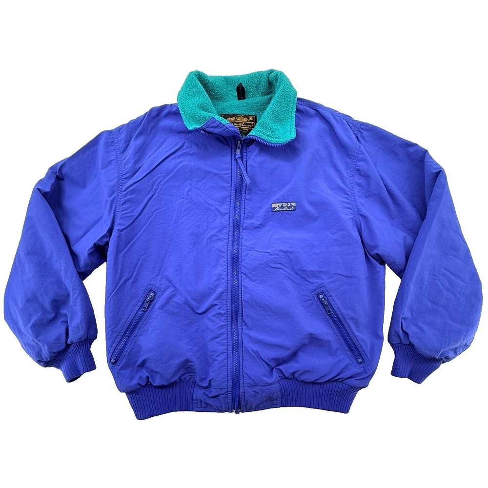 Vintage Eddie Bauer Jacket Womens L Purple Teal USA Made Insulated 90s